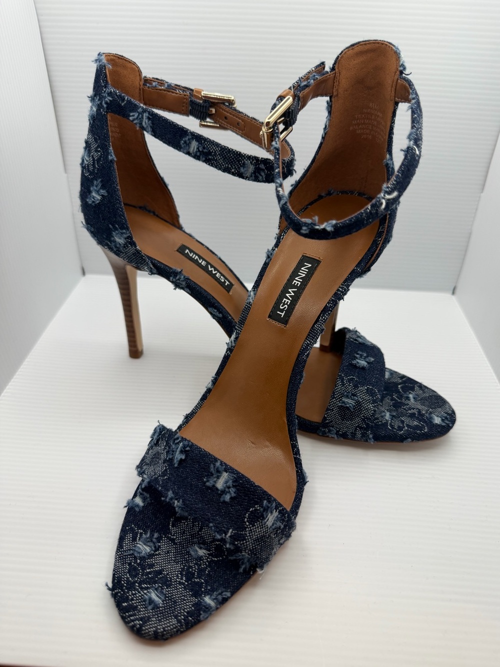 Nine West Women’s Denim Ankle-Strap High Heel Sandals - Dark Blue